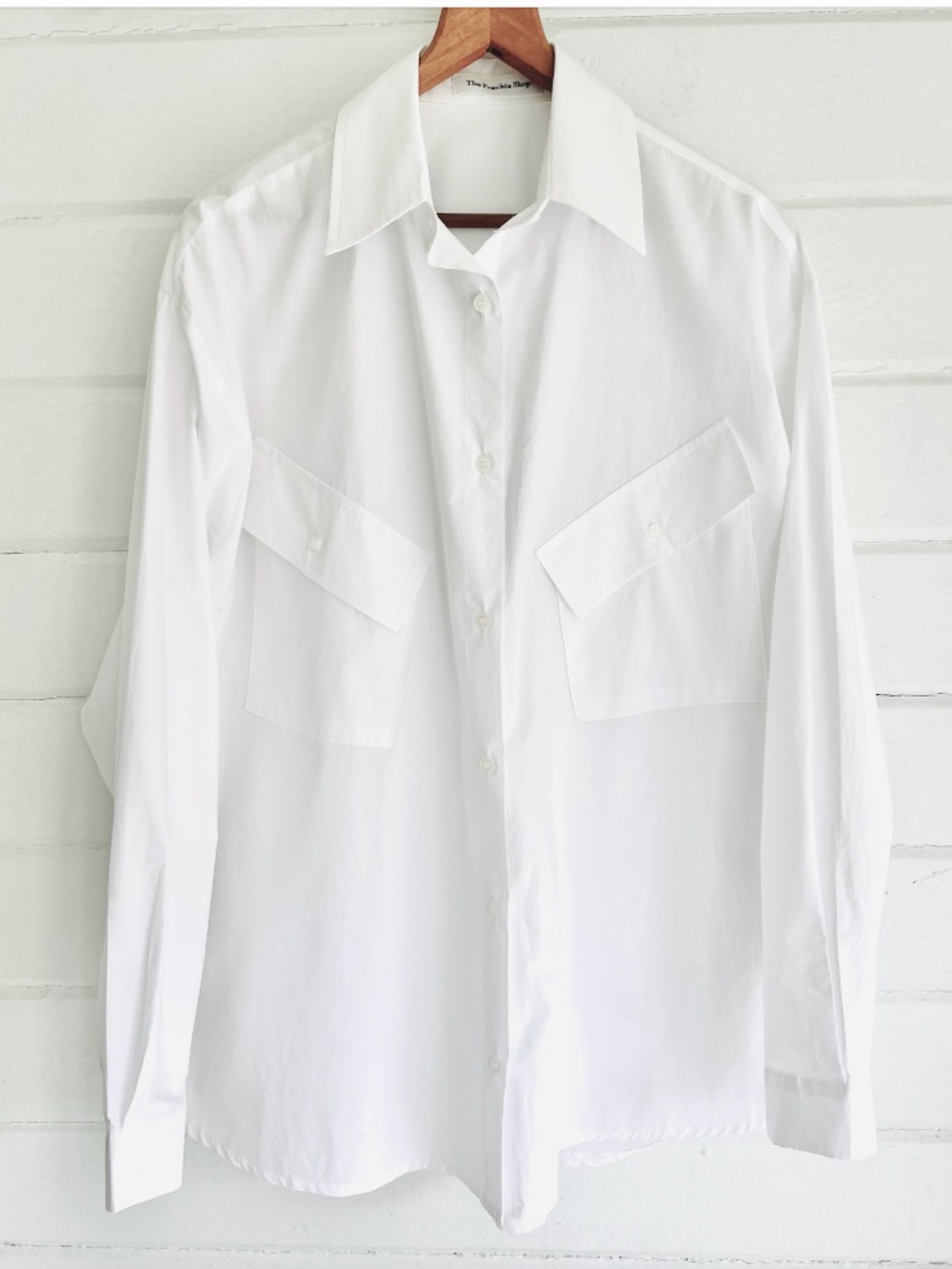 THE FRANKIE SHOP Oversized Poplin Shirt w/ Asymmetrical Flap Pockets  White -O/S